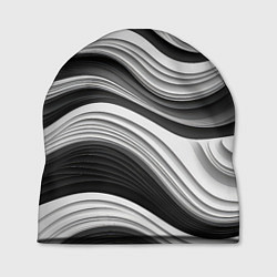 Шапка Абстракция серые и черные линии, цвет: 3D-принт