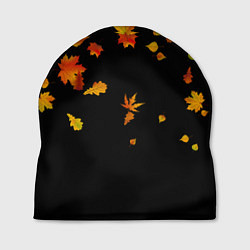 Шапка Осенние листья на черном, цвет: 3D-принт