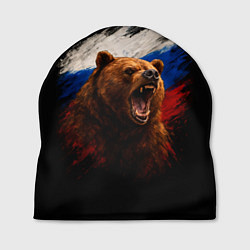 Шапка Медведь на фоне триколора, цвет: 3D-принт