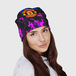 Шапка Манчестер Юнайтед огонь неон, цвет: 3D-принт — фото 2