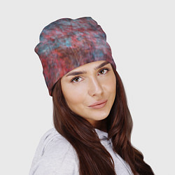 Шапка Абстракция - red rust on blue, цвет: 3D-принт — фото 2