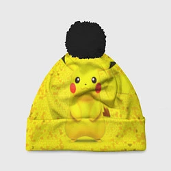Шапка с помпоном Pikachu, цвет: 3D-черный