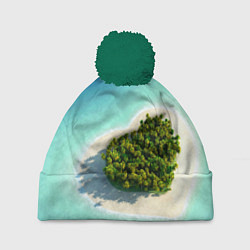 Шапка с помпоном Остров, цвет: 3D-зеленый