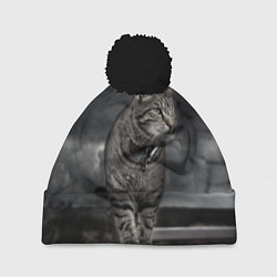 Шапка с помпоном Кот, цвет: 3D-черный