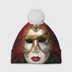 Шапка с помпоном Венецианская маска, цвет: 3D-белый