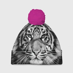 Шапка с помпоном Мордочка тигра, цвет: 3D-малиновый