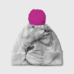 Шапка с помпоном Мудрый лев, цвет: 3D-малиновый