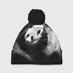 Шапка с помпоном Молочная панда, цвет: 3D-черный