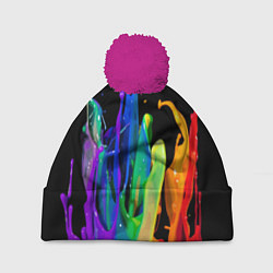 Шапка c помпоном Всплеск красок