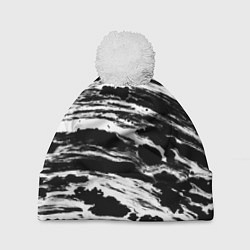 Шапка с помпоном Gray color abstract, цвет: 3D-белый