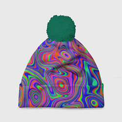 Шапка с помпоном Цветная текстура 5, цвет: 3D-зеленый