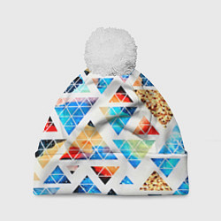 Шапка с помпоном Космические треугольники, цвет: 3D-белый