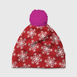 Шапка c помпоном Новогодние Снежинки
