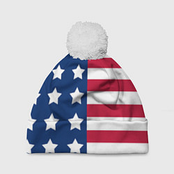 Шапка с помпоном USA Flag, цвет: 3D-белый