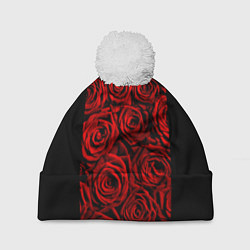 Шапка с помпоном Унисекс / Красные розы, цвет: 3D-белый
