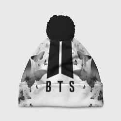 Шапка с помпоном BTS: Grey Butterflies, цвет: 3D-черный