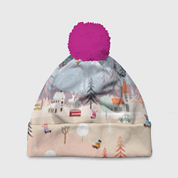 Шапка c помпоном Новогодние каникулы