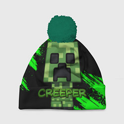 Шапка с помпоном MINECRAFT CREEPER, цвет: 3D-зеленый