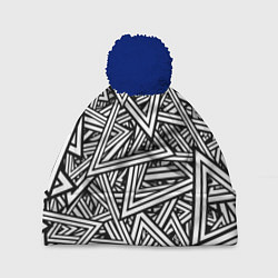 Шапка с помпоном Треугольники, цвет: 3D-тёмно-синий