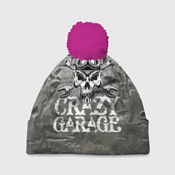 Шапка с помпоном Crazy garage, цвет: 3D-малиновый