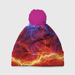 Шапка с помпоном Лёд и огонь, цвет: 3D-малиновый