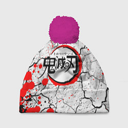 Шапка с помпоном KIMETSU NO YAIBA, цвет: 3D-малиновый