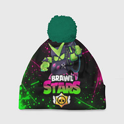 Шапка с помпоном BRAWL STARS VIRUS 8-BIT, цвет: 3D-зеленый