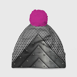 Шапка с помпоном Броня металлическая, цвет: 3D-малиновый