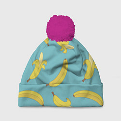 Шапка с помпоном Банановый дождь, цвет: 3D-малиновый