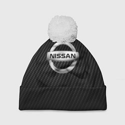 Шапка с помпоном NISSAN, цвет: 3D-белый