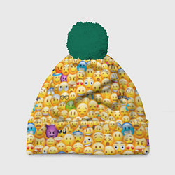 Шапка с помпоном Смайлики Emoji, цвет: 3D-зеленый