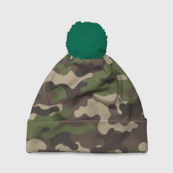 Шапка с помпоном МИЛИТАРИ, цвет: 3D-зеленый