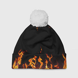 Шапка с помпоном FIRE ОГОНЬ, цвет: 3D-белый