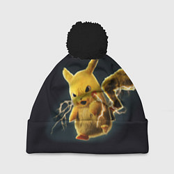 Шапка с помпоном Pikachu Pika Pika, цвет: 3D-черный