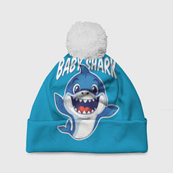 Шапка с помпоном Baby Shark, цвет: 3D-белый