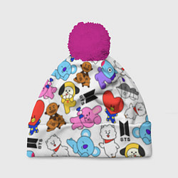 Шапка с помпоном BTS BT21, цвет: 3D-малиновый