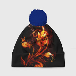 Шапка с помпоном Огненный цветок, цвет: 3D-тёмно-синий