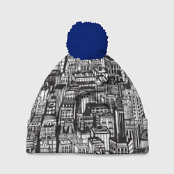 Шапка с помпоном Бесконечный город, цвет: 3D-тёмно-синий