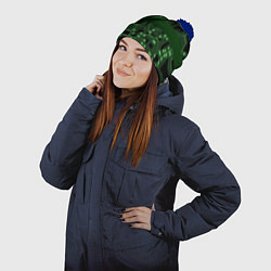 Шапка с помпоном Неоновая схема, цвет: 3D-тёмно-синий — фото 2