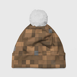 Шапка с помпоном Minecraft камуфляж, цвет: 3D-белый