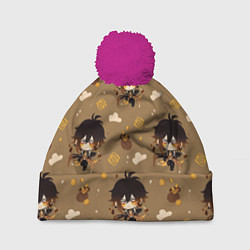 Шапка с помпоном Чиби Чжун Ли, цвет: 3D-малиновый