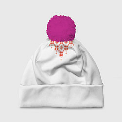 Шапка с помпоном Белорусская вышиванка, цвет: 3D-малиновый