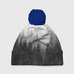 Шапка с помпоном Туманный лес, цвет: 3D-тёмно-синий