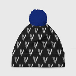 Шапка с помпоном Викинги Лого Паттерн Vikings Pattern Z, цвет: 3D-тёмно-синий