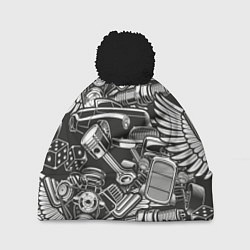 Шапка c помпоном Механика Автомобиль