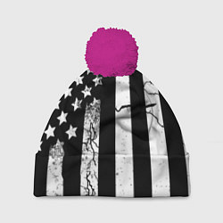 Шапка с помпоном ЗВЕЗДНО-ПОЛОСАТЫЙ, цвет: 3D-малиновый