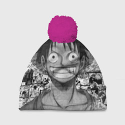 Шапка с помпоном Луфи улыбается one piece, цвет: 3D-малиновый