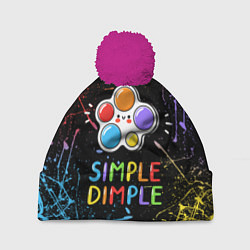 Шапка с помпоном SIMPLE DIMPLE ИГРУШКА, цвет: 3D-малиновый