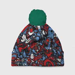 Шапка с помпоном RedBlue stikers, цвет: 3D-зеленый