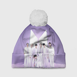 Шапка с помпоном BTS Purple, цвет: 3D-белый